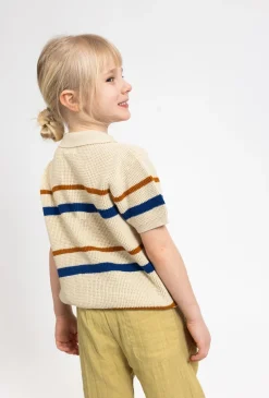 Sweter polo dla chłopca - kontrastowe pasy