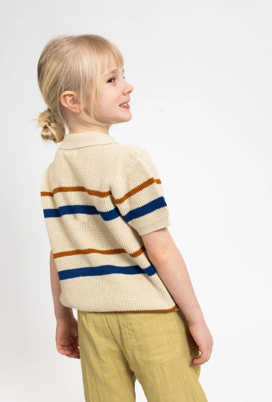 Sweter polo dla chłopca - kontrastowe pasy