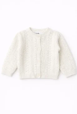 Sweter rozpinany niemowlęcy z ażurowej dzianiny