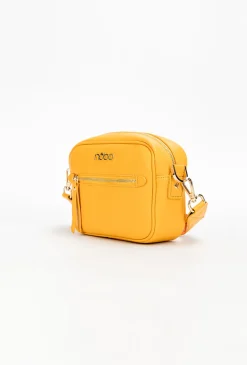 Żółta torebka crossbody z kolorowym paskiem