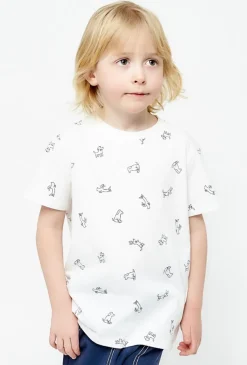 T-shirt bawełniany dla chłopca - biały z nadrukiem