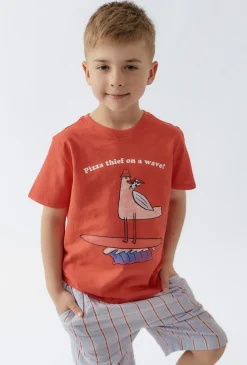 T-shirt chłopięcy czerwony z zabawnym nadrukiem