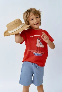 T-shirt chłopięcy czerwony z zabawnym nadrukiem