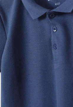 T-shirt chłopięcy - niebieski z kołnierzykiem - 5.10.15.