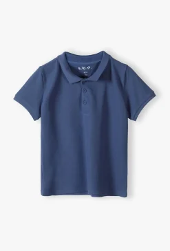 T-shirt chłopięcy - niebieski z kołnierzykiem - 5.10.15.
