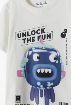 T-shirt chłopięcy „Unlock the Fun” z ośmiornicą