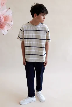 T-shirt chłopięcy w beżowy w paski