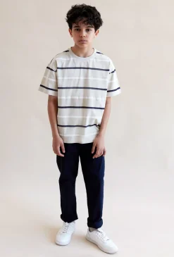 T-shirt chłopięcy w beżowy w paski