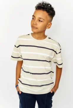 T-shirt chłopięcy w beżowy w paski