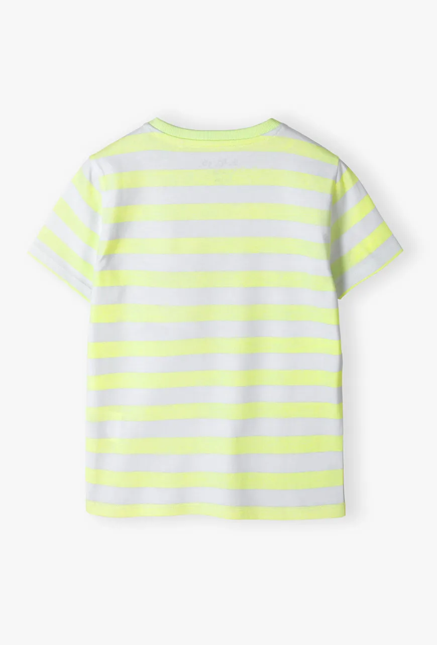 T-shirt chłopięcy w neonowo-żółte paski