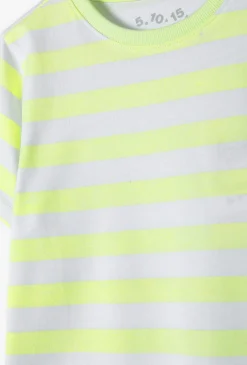 T-shirt chłopięcy w neonowo-żółte paski