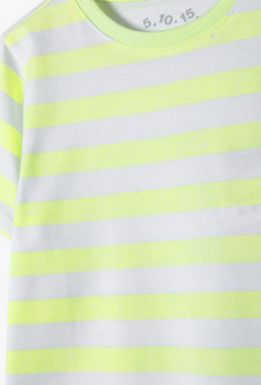 T-shirt chłopięcy w neonowo-żółte paski