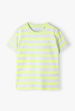 T-shirt chłopięcy w neonowo-żółte paski