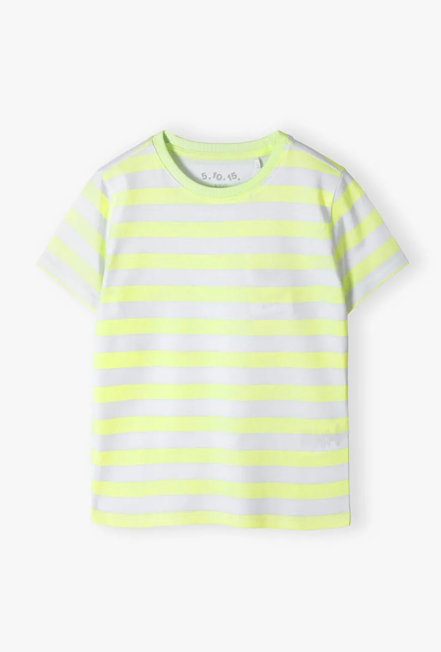 T-shirt chłopięcy w neonowo-żółte paski