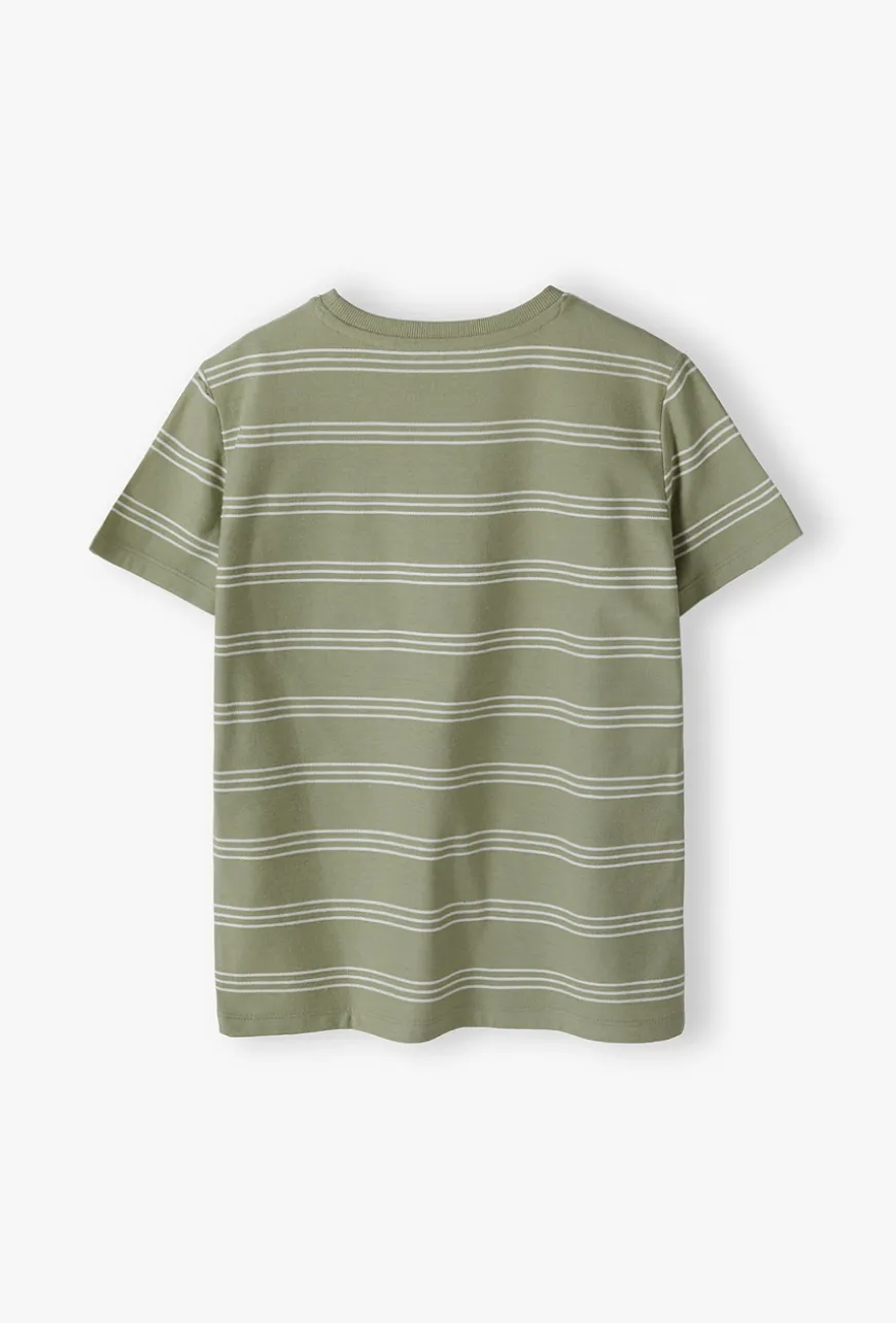 T-shirt chłopięcy w paski z kieszonką