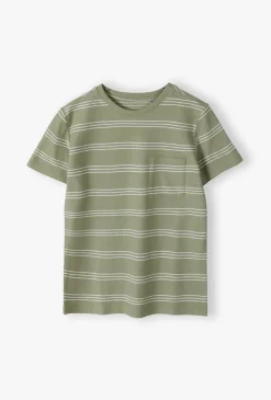 T-shirt chłopięcy w paski z kieszonką