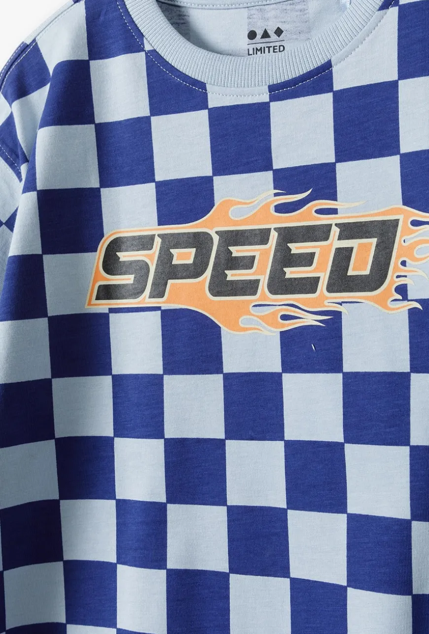 T-shirt chłopięcy w szachownice