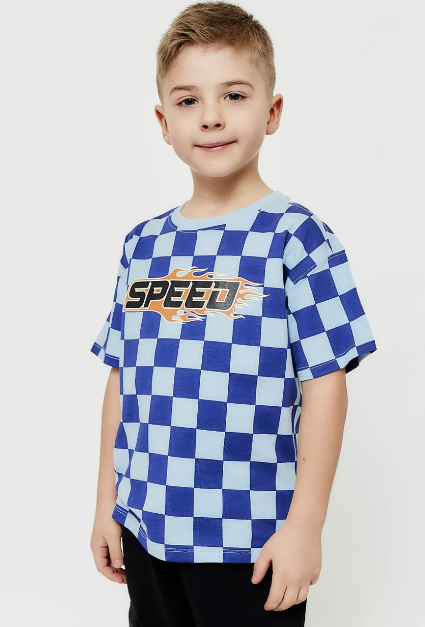 T-shirt chłopięcy w szachownice