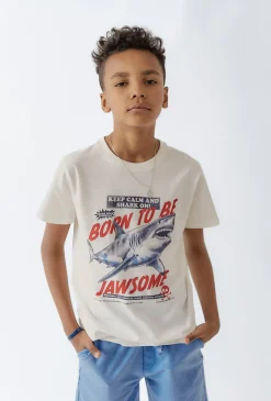 T-shirt chłopięcy z dynamicznym nadrukiem