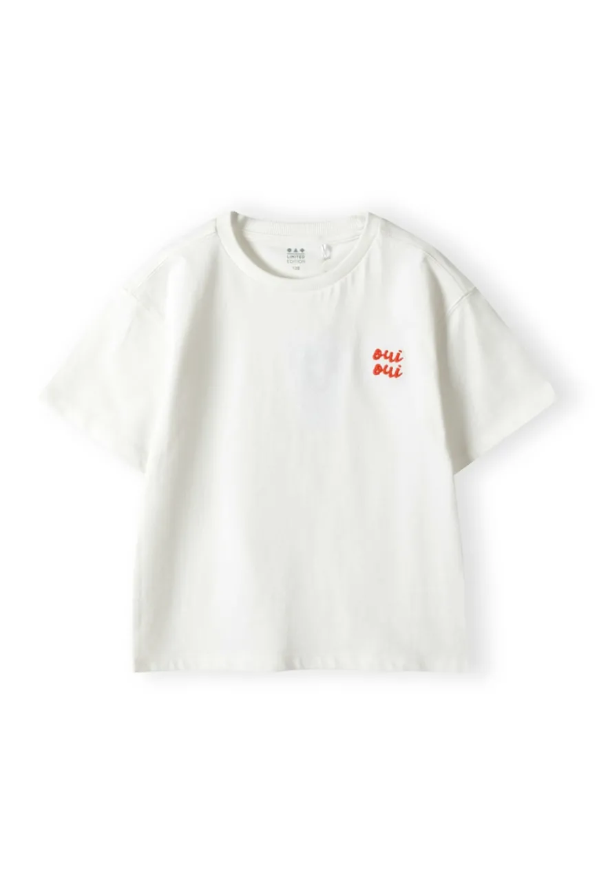 T-shirt chłopięcy z haftem „Oui Oui”