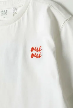 T-shirt chłopięcy z haftem „Oui Oui”