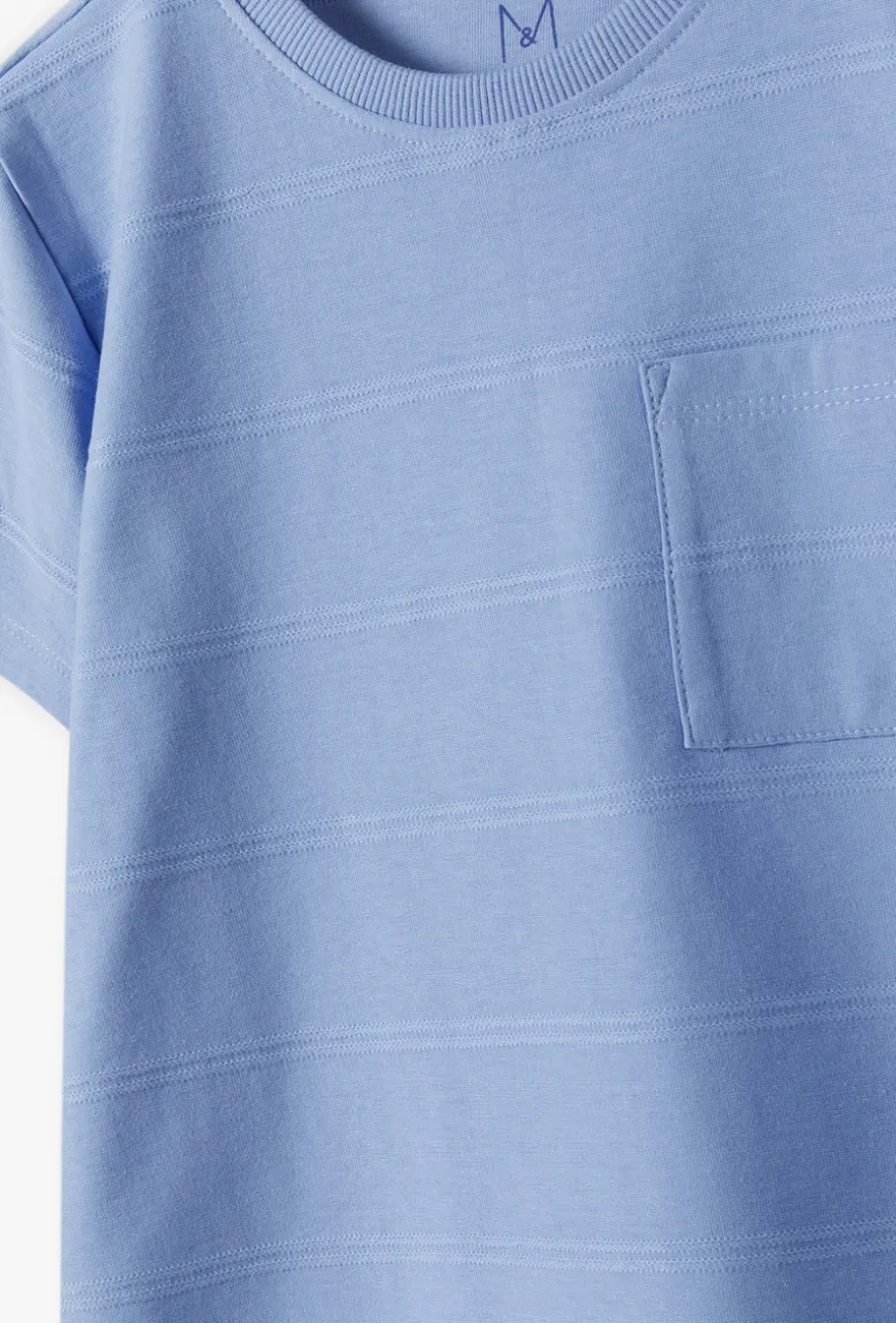 T-shirt chłopięcy z kieszonką – koszulka w prążki
