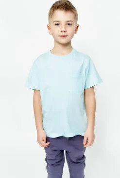 T-shirt chłopięcy z kieszonką - niebieski