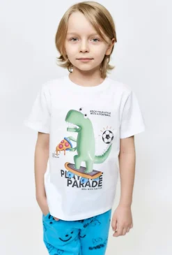 T-shirt chłopięcy z nadrukiem dinozaura