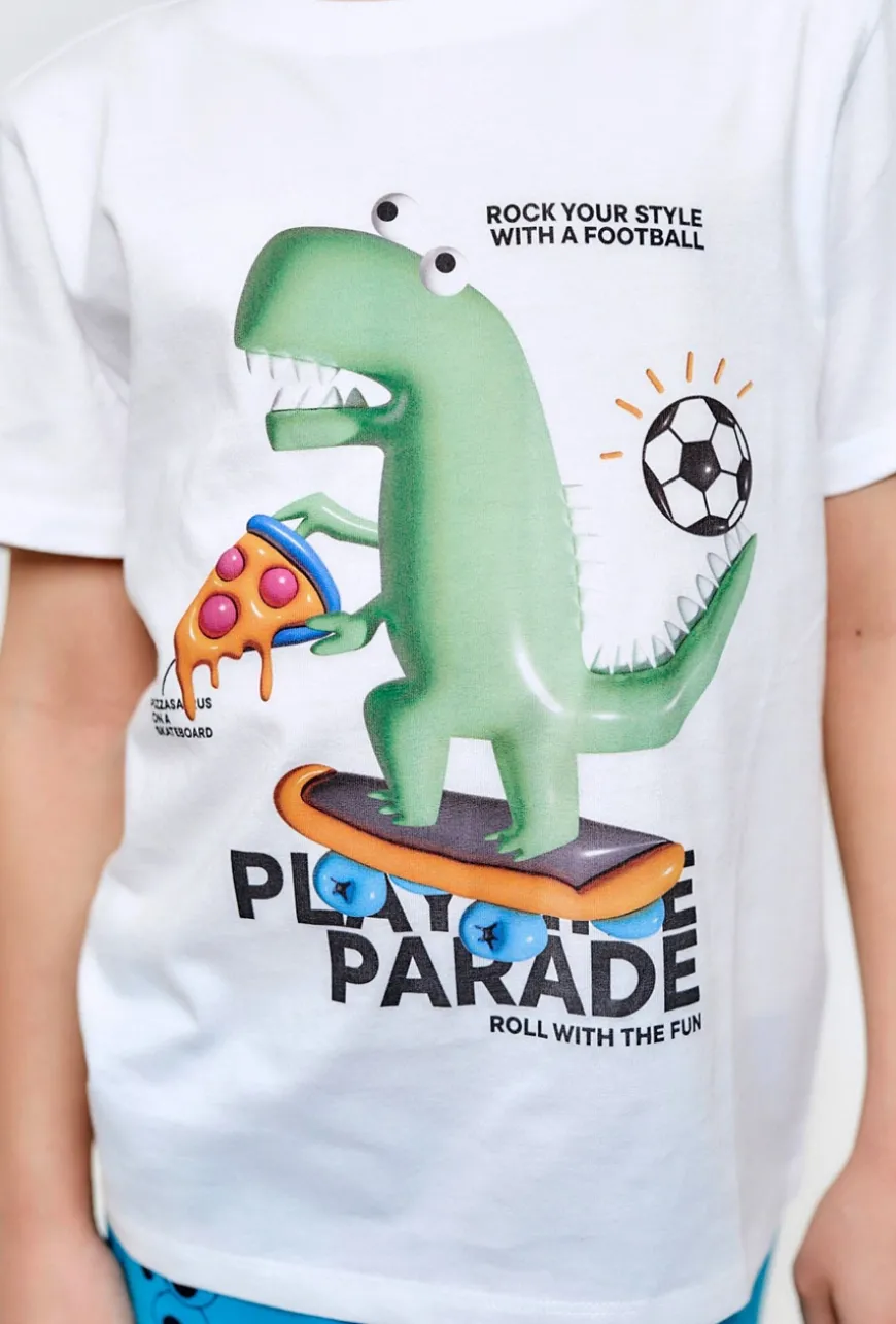 T-shirt chłopięcy z nadrukiem dinozaura