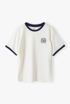 T-shirt dla chłopca - biały z naszywką - Limited Edition