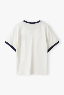 T-shirt dla chłopca - biały z naszywką - Limited Edition