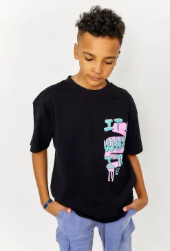 T-shirt dla chłopca - czerny z kolorowym nadrukiem