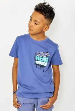 T-shirt dla chłopca - niebieski z nadrukiem
