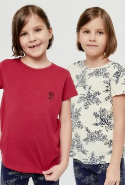 T-shirt dla dziewczynki 2-pak z motywem róży