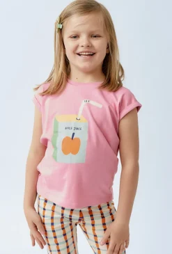 T-shirt dla dziewczynki - różowy z nadrukiem