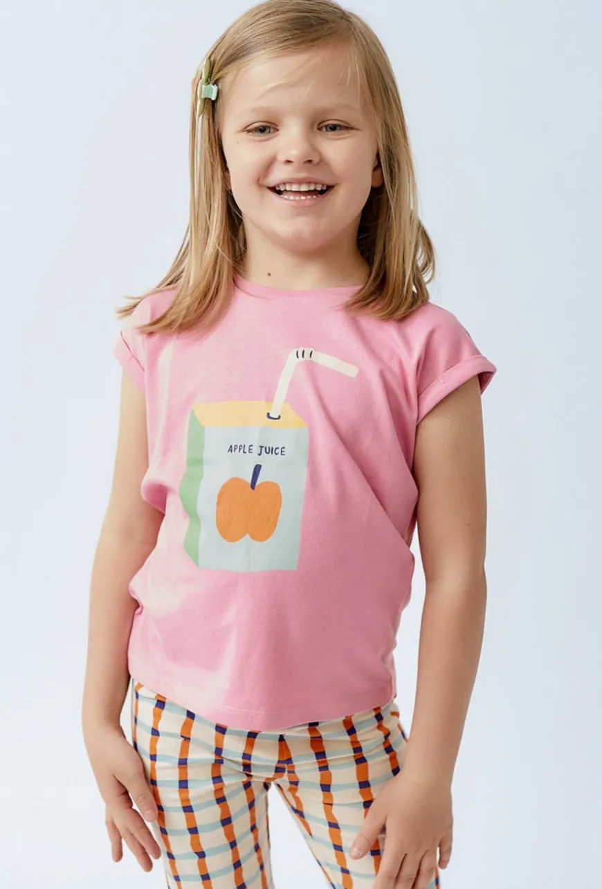 T-shirt dla dziewczynki - różowy z nadrukiem