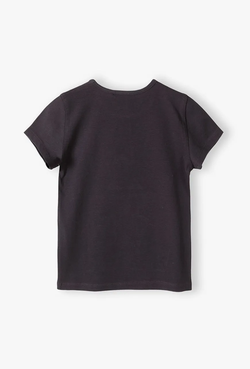 T-shirt dla dziewczynki z nadrukiem i cekinami