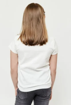T-shirt dziewczęcy biały z nadrukiem kokardek