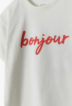 T-shirt dziewczęcy BONJOUR – koszulka z czerwonym napisem