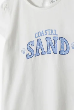 T-shirt dziewczęcy „Coastal Sand” – z bufiastymi rękawami