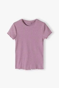 T-shirt dziewczęcy - fioletowy w prążki - 5.10.15.