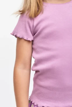 T-shirt dziewczęcy - fioletowy w prążki - 5.10.15.