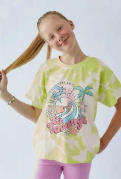 T-shirt dziewczęcy na lato - tie-dye