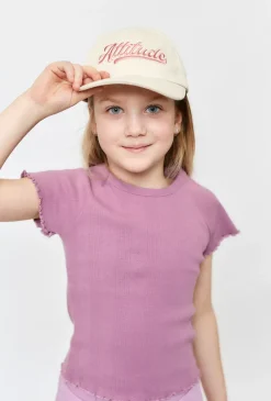 T-shirt dziewczęcy prążkowany