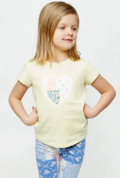 T-shirt dziewczęcy - żółty z serduszkiem