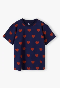T-shirt dziewczęcy w czerwone serca