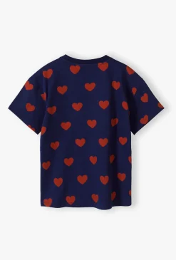 T-shirt dziewczęcy w czerwone serca