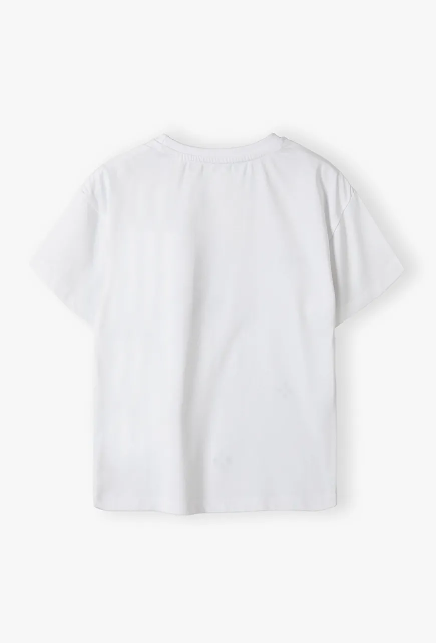 T-shirt dziewczęcy z błyszczącymi dżetami