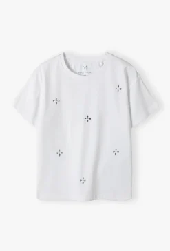 T-shirt dziewczęcy z błyszczącymi dżetami
