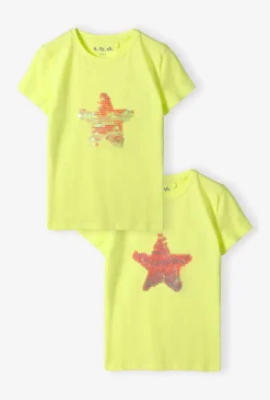T-shirt dziewczęcy z dwustronnymi cekinami – koszulka z gwiazdką